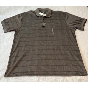Van Heusen Men's Classic Fit Plaid Polo Shirt XXL Grey Easy Care Short Sleeve